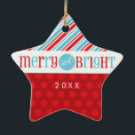 FOTO KERSTSTER ORNAMENT :: Merry & Bright 1<br><div class="desc">Een speciaal aandenken om een moment in de tijd vast te leggen - maak een nieuwe traditie voor uw gezin en krijg er elk jaar een... Gepersonaliseerd met uw gegevens en foto's zullen mijn moderne vakantieproducten zeker opvallen van de rest. TIP: 1. Om het formaat / de positie van de...</div>