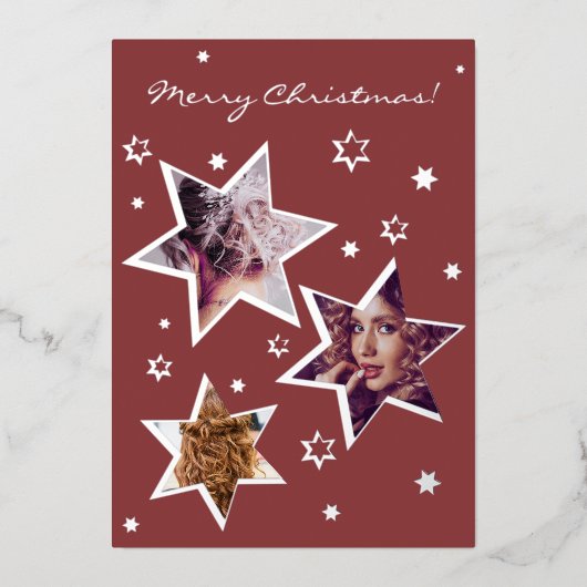 Foto Kerststerren Folie Accents Vakantie Kaart (Voorkant)