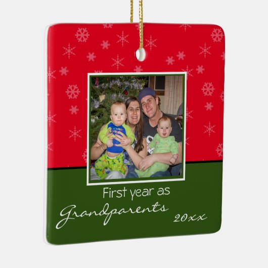 Foto kerstversiering met grootouders keramisch ornament (Rechts)