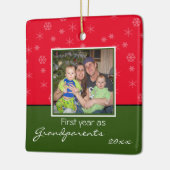 Foto kerstversiering met grootouders keramisch ornament (Links)