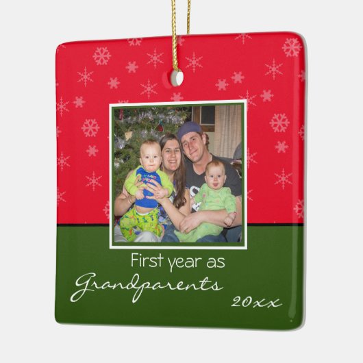 Foto kerstversiering met grootouders keramisch ornament (Links)