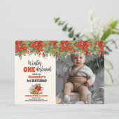 Foto Kerstwinter Onederland Eerste Verjaardag Kaart (Staand voorkant)