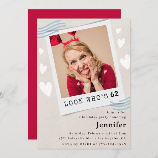 Foto Kijk wie 62e verjaardag wordt Kaart (Voorkant / Achterkant)