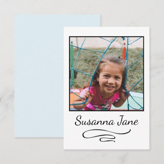Foto kinder eenvoudig script moderne, stijlvolle n notitiekaartje (Voorkant / Achterkant)