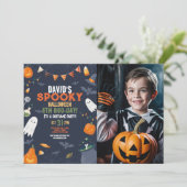 Foto Kinder Halloween verjaardagsfeestje Pumpkins  Kaart (Staand voorkant)