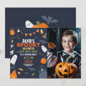 Foto Kinder Halloween verjaardagsfeestje Pumpkins  Kaart (Voorkant / Achterkant)