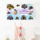 Foto Kinder Monster Trucks Boy Verjaardagsfeest Spandoek (Insitu)