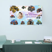 Foto Kinder Monster Trucks Boy Verjaardagsfeest Spandoek (Beurs)