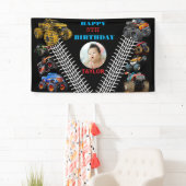Foto Kinder Monster Trucks Boy Verjaardagsfeest Spandoek (Insitu)