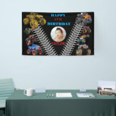 Foto Kinder Monster Trucks Boy Verjaardagsfeest Spandoek (Beurs)