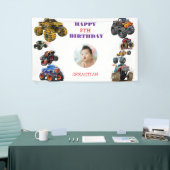 Foto Kinder Monster Trucks Boy Verjaardagsfeest Spandoek (Beurs)