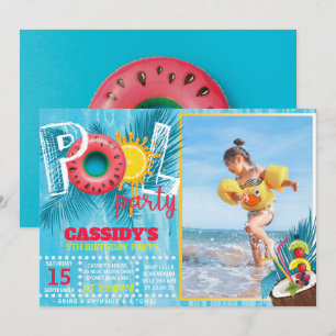 Foto kinder Pool Party Verjaardag Kaart