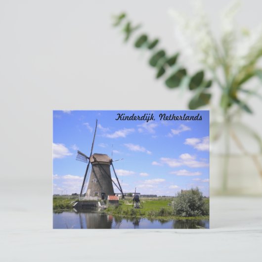 Foto Kinderdijk Holland Briefkaart (Staand voorkant)
