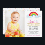 FOTO KINDEREN VERJAARDAGSFEESTJE kleurrijke helder Kaart<br><div class="desc">door kat massard >>> kat@simplysweetPAPERIE.com <<< Originele illustratie door mij!!! Een super leuke regenboog thema uitnodiging ontwerp voor de VERJAARDAG van uw kind. Wow je vrienden en familie met dit kleine aantal ;D Setup als een sjabloon het is eenvoudig voor u om uw eigen gegevens toe te voegen, of druk...</div>