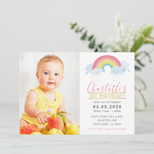 FOTO KINDEREN VERJAARDAGSFEESTJE kleurrijke pastel Kaart (Staand voorkant)