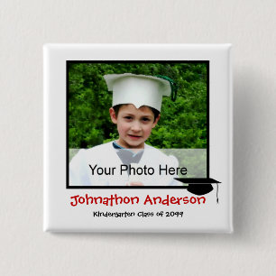 Foto Kindergarten Afstuderen Aankondiging Vierkante Button 5,1 Cm