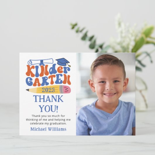 Foto Kindergarten Afstuderen Hartelijk dank Bedankkaart (Staand voorkant)