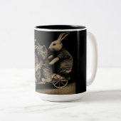 foto Kitten en Bunny Funny Tweekleurige Koffiemok (Voorkant rechts)