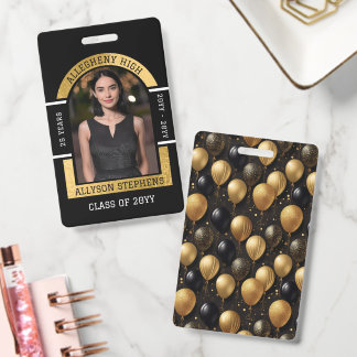 Foto Klas Reünie Naambadge Zwart Goud School Badge