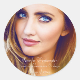 Foto "Klasse van" naam school trendy afstuderen Ronde Sticker