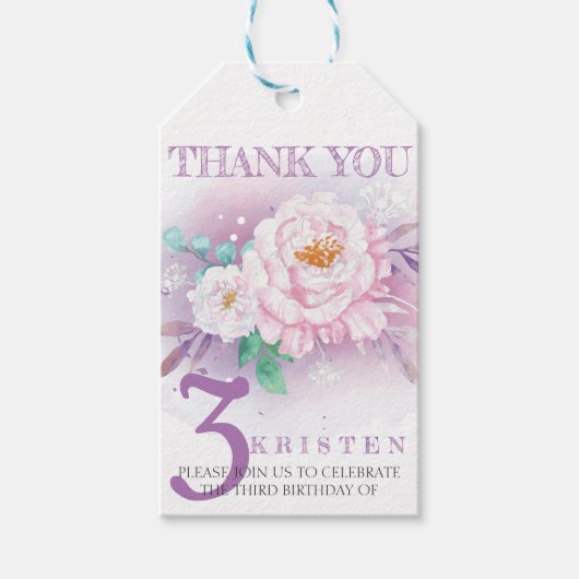 Foto klassiek bloemetjesfeest cadeaulabel (Voorkant)