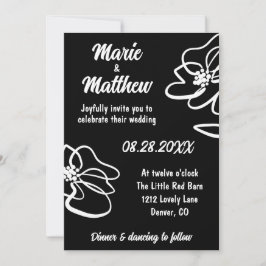 Foto Klassieke Gotische Black Floral Sketch Weddin Kaart