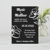 Foto Klassieke Gotische Black Floral Sketch Weddin Kaart (Staand voorkant)