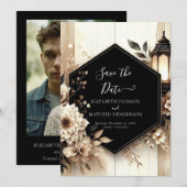 Foto klassieke rustieke bruiloft save the date (Voorkant / Achterkant)