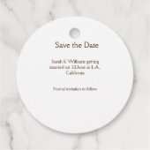 Foto klassieke witte elegante typografie bruiloft bedankjes labels (Achterkant)