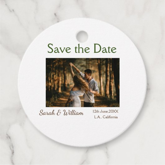 Foto klassieke witte elegante typografie bruiloft bedankjes labels (Voorkant)