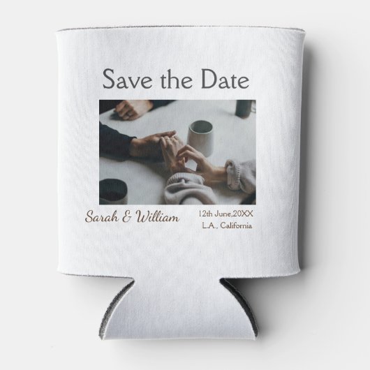 Foto klassieke witte elegante typografie bruiloft  blikjeskoeler (Voorkant)