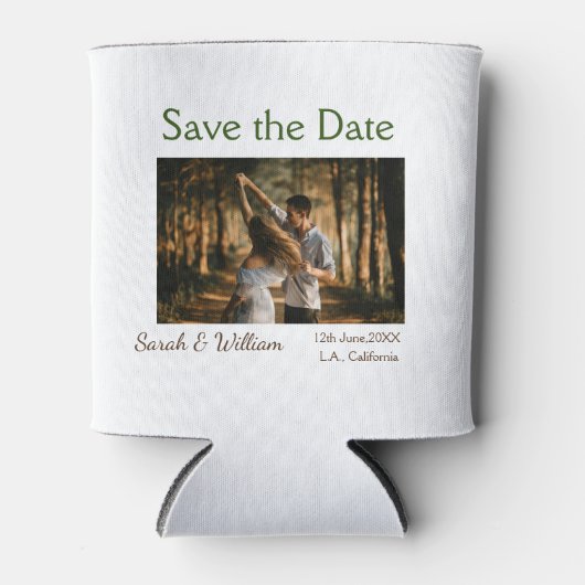 Foto klassieke witte elegante typografie bruiloft  blikjeskoeler (Voorkant)