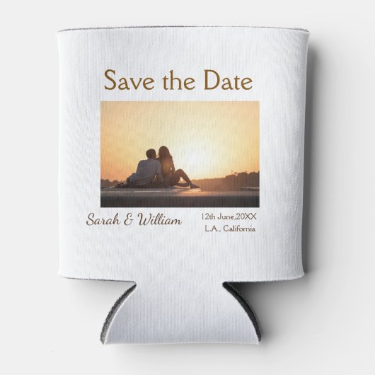 Foto klassieke witte elegante typografie bruiloft  blikjeskoeler (Voorkant)