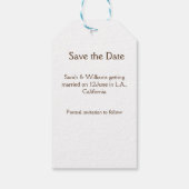 Foto klassieke witte elegante typografie bruiloft  cadeaulabel (Achterkant)