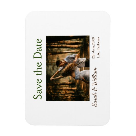 Foto klassieke witte elegante typografie bruiloft  magneet (Verticaal)