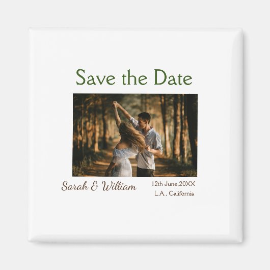 Foto klassieke witte elegante typografie bruiloft magneet (Voorkant)