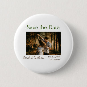 Foto klassieke witte elegante typografie bruiloft ronde button 5,7 cm