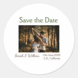 Foto klassieke witte elegante typografie bruiloft  ronde sticker