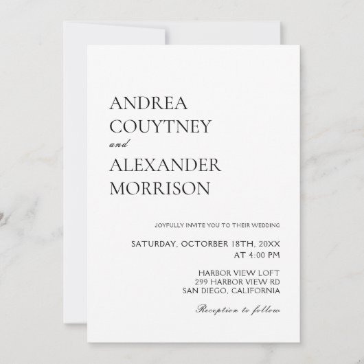 Foto Klassieke Zwart-wit bruiloft Kaart (Voorkant)