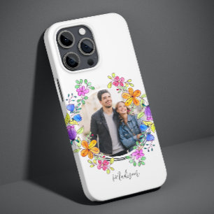 Foto kleurrijke Floral Simple Modern Personalized Case-Mate iPhone 14 Pro Hoesje