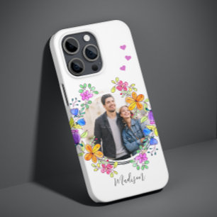 Foto kleurrijke Floral Simple Modern Personalized Case-Mate iPhone 14 Pro Hoesje