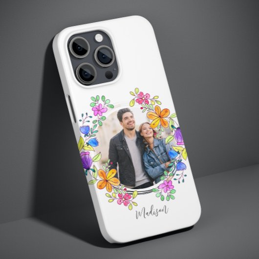 Foto kleurrijke Floral Simple Modern Personalized Case-Mate iPhone Case