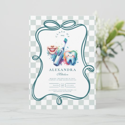 Foto Kleurrijke Waterverf Tandarts Afstuderen Kaart (Staand voorkant)