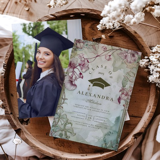 Foto Kleurrijke Wildflower Afstudeerfeest Kaart