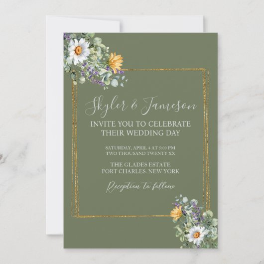 Foto Kleurrijke Wildflower QR Code Wedding Kaart (Voorkant)