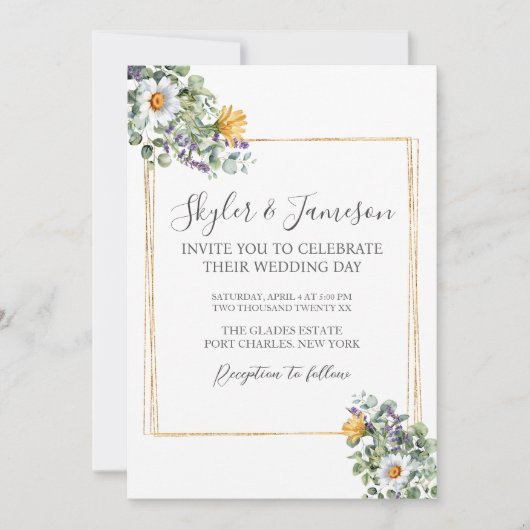 Foto Kleurrijke Wildflower QR Code Wedding Kaart (Voorkant)