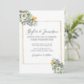 Foto Kleurrijke Wildflower QR Code Wedding Kaart (Staand voorkant)