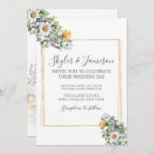 Foto Kleurrijke Wildflower QR Code Wedding Kaart (Voorkant / Achterkant)