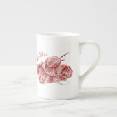 Foto "Knitter" Roze en witte handtas Porselein Kop (Rechts)