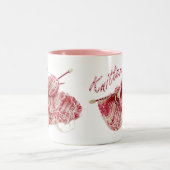 Foto "Knitter" Roze en witte handtas Tweekleurige Koffiemok (Center)